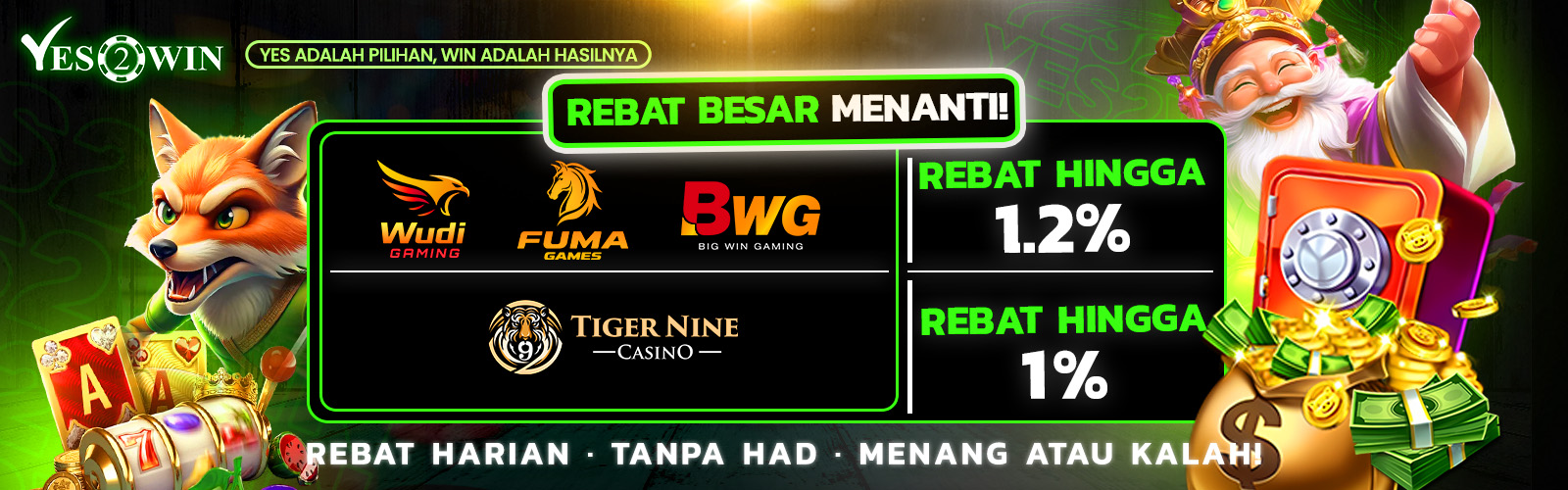 Banner promosi live kasino Yes2Win